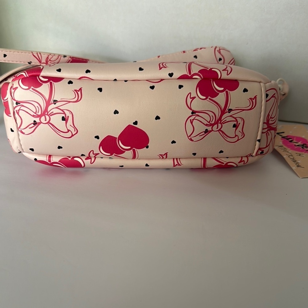 Luv Betsey by Betsey Johnson Pink Bow Cherries Hearts Crossbody Bag - Picture 10 of 16